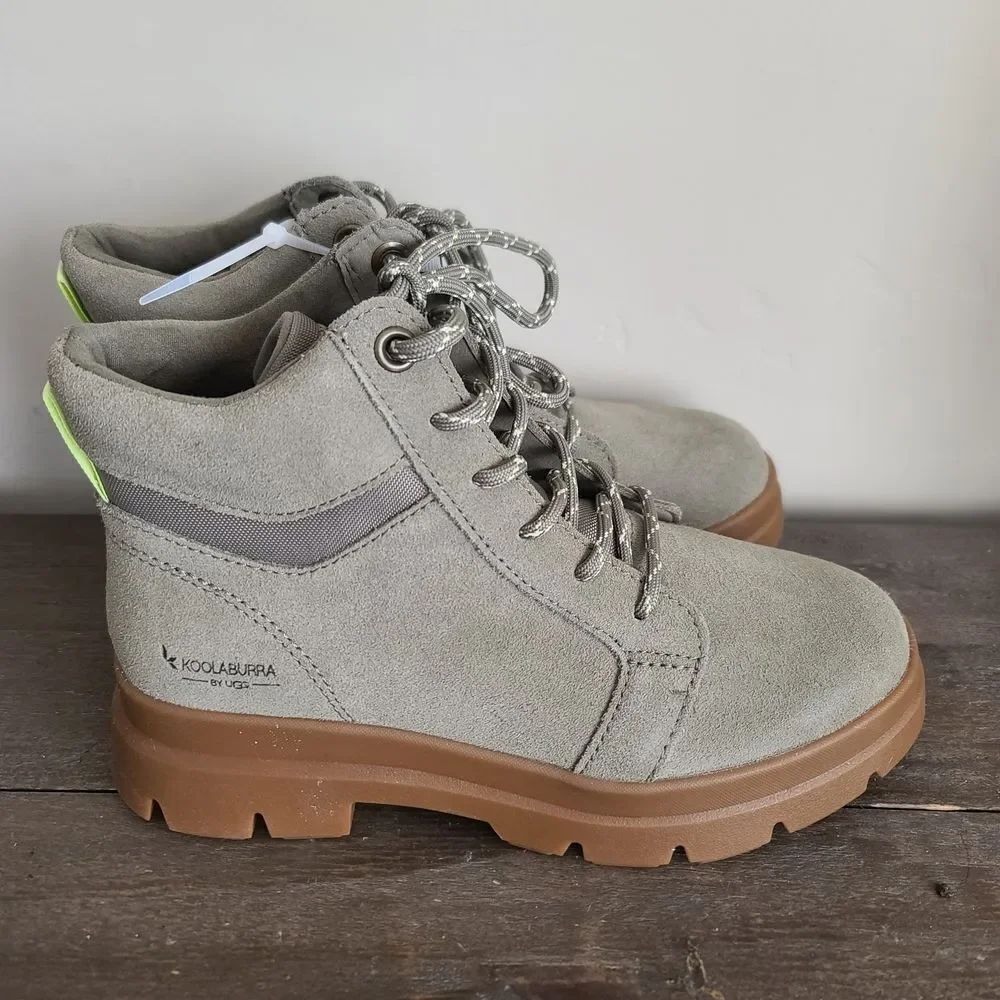Koolaburra by UGG Boots Women's Olive Green Suede Lace Up Chunky Sole Size 8 NEW